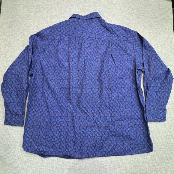 Twenty Eight Degrees Mens Size 3XLT Blue Paisley Button Up Shirt Cotton - Picture 2 of 11
